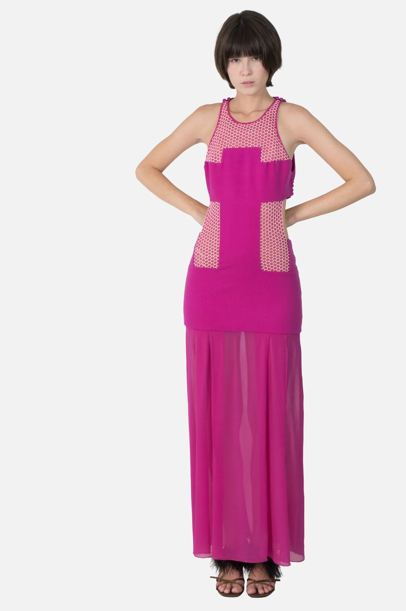Vestido Rosa Seda
