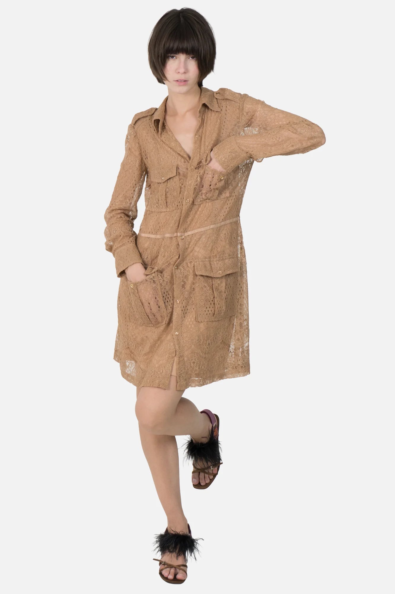 Vestido Caramelo Renda