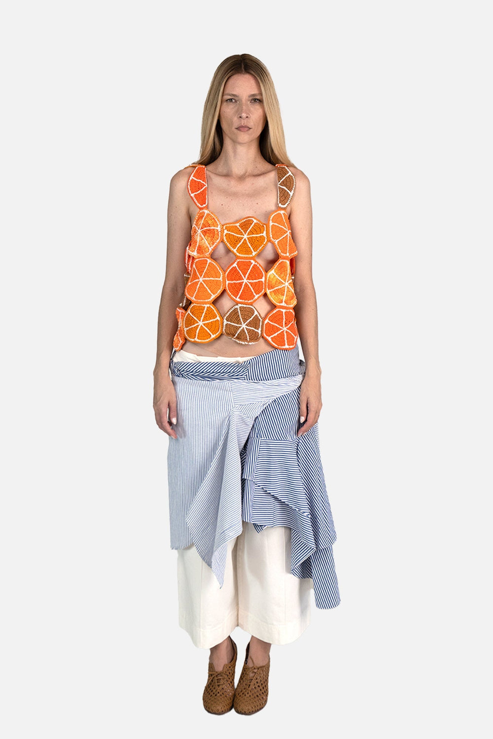 Blusa Laranja Crochê blusa ONG VALADARES