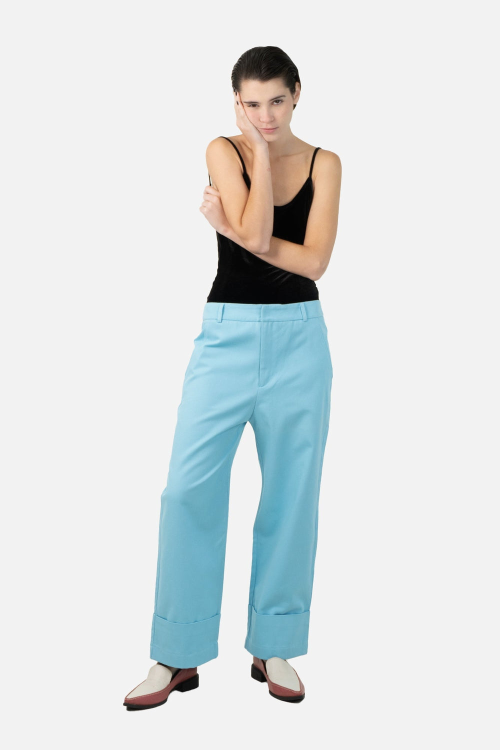 Calça Azul Reta Calça Pade D
