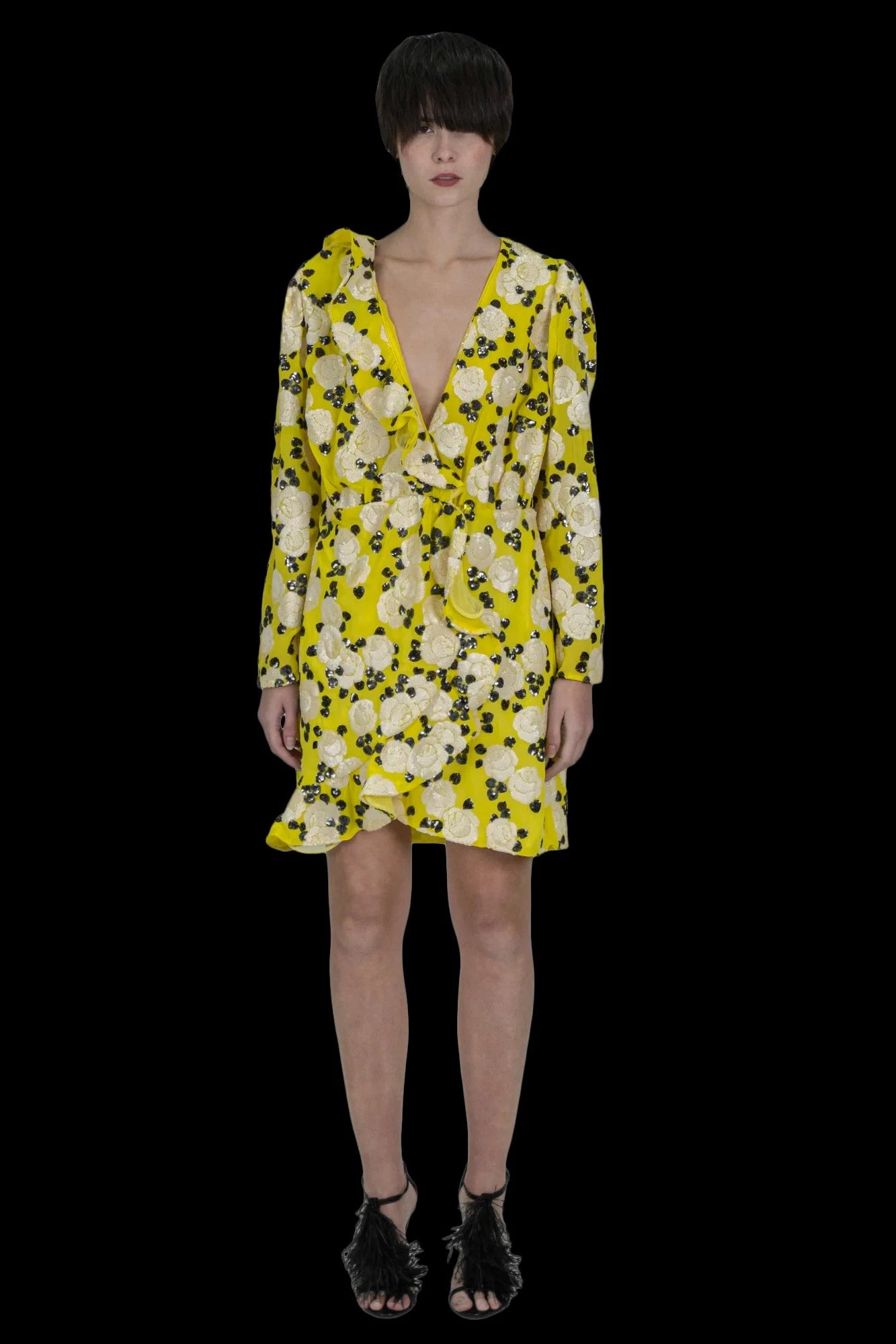 Vestido Amarelo Bordado Vestido CRIS BARROS LIMITED