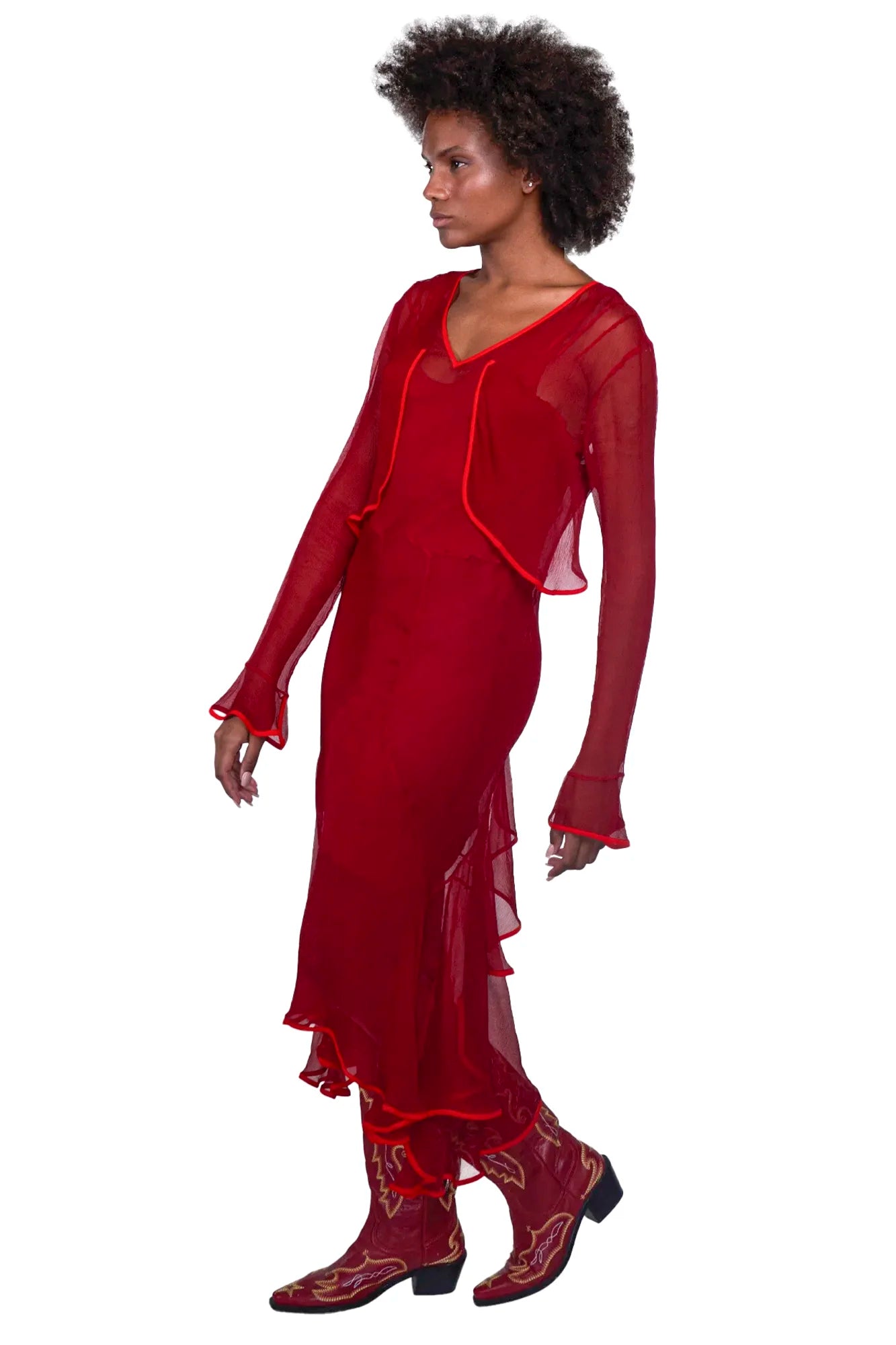 Vestido Vermelho Camadas