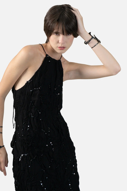 Vestido Preto Paetê Zara