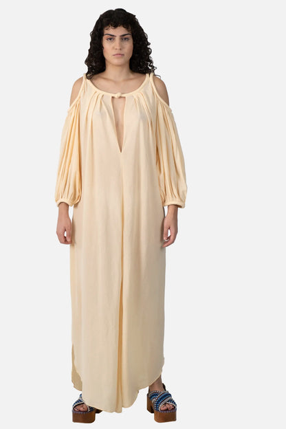 Vestido Manteiga Fluido Cris Barros