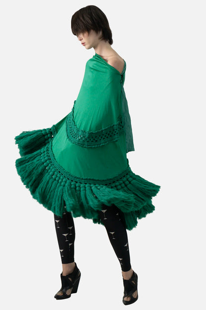 Poncho Verde Textura Garimpo Adda
