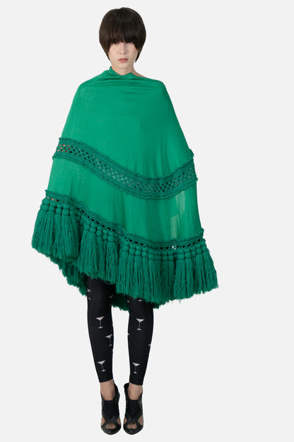Poncho Verde Textura Garimpo Adda