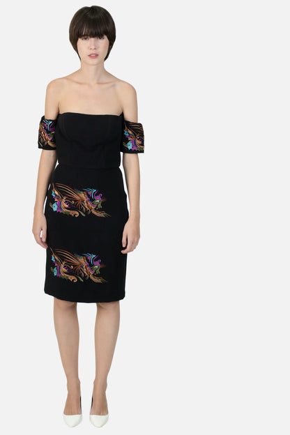 Vestido Preto Bordado Walter Rodrigues