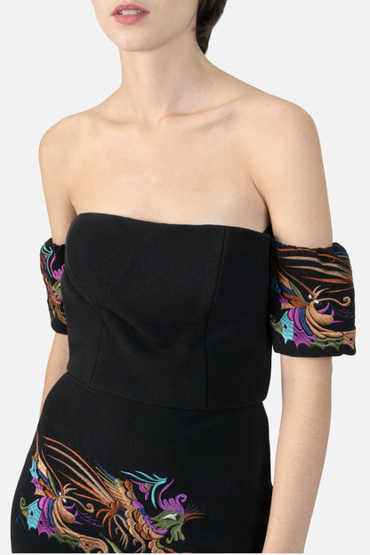 Vestido Preto Bordado Walter Rodrigues