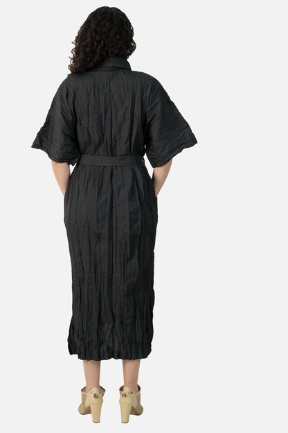 Vestido Preto Textura Garimpo Adda