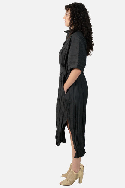 Vestido Preto Textura Garimpo Adda