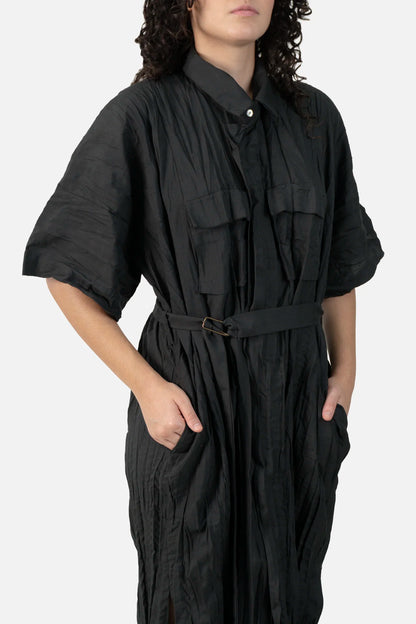 Vestido Preto Textura Garimpo Adda