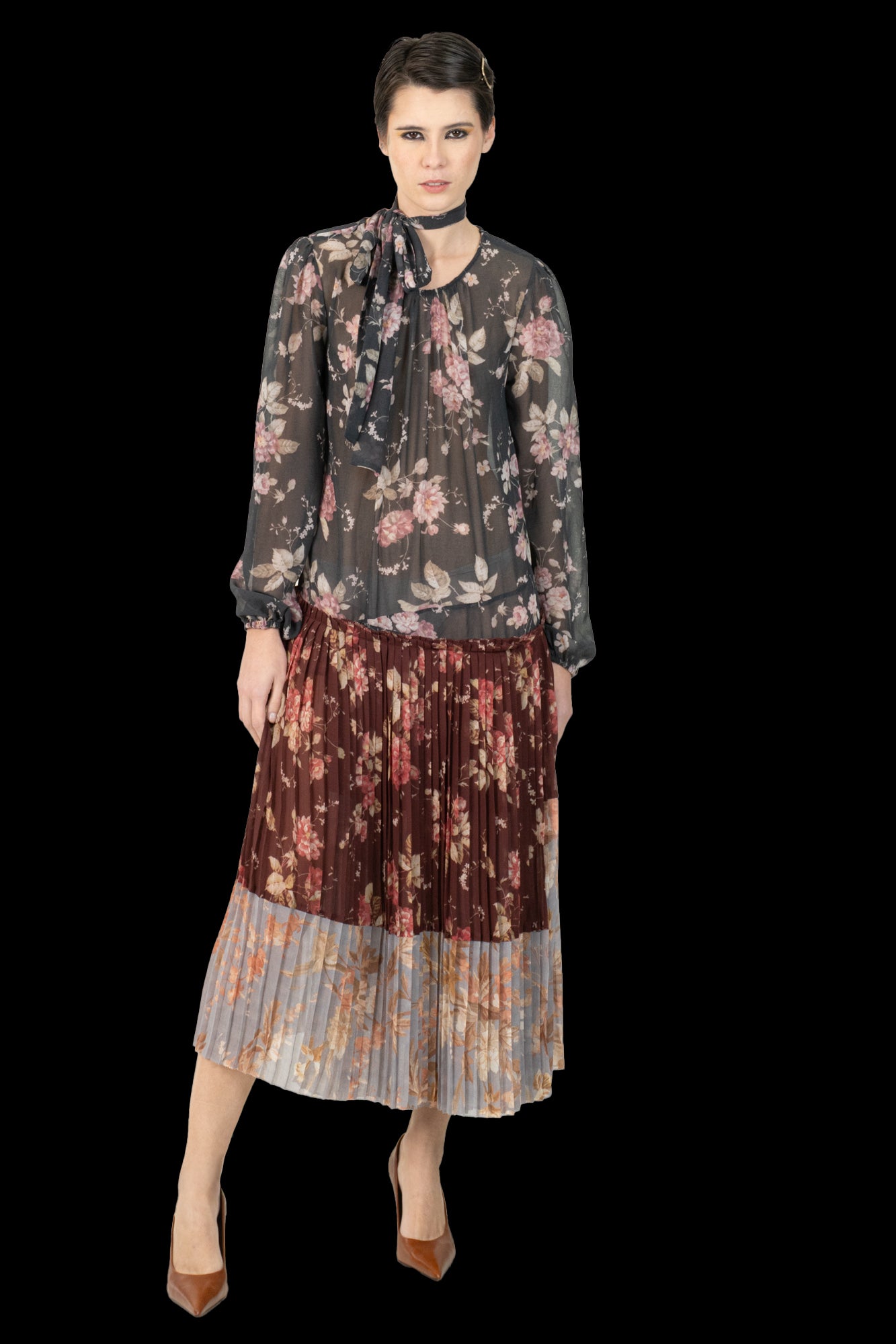 Vestido Plissado Seda