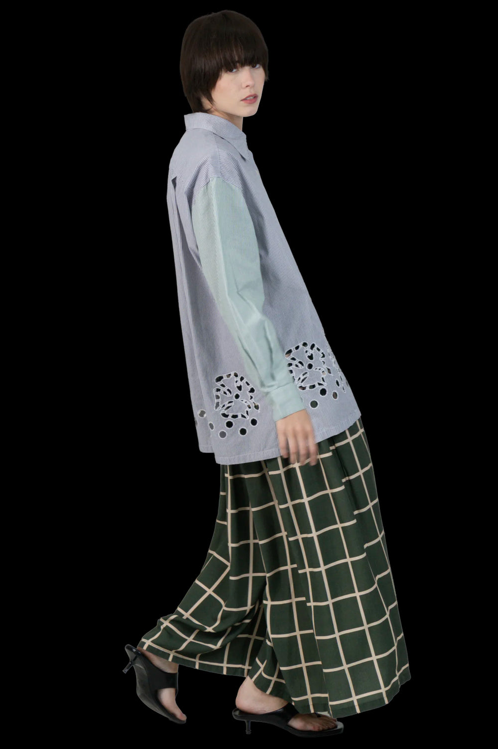 Calça Bicolor Quadriculada