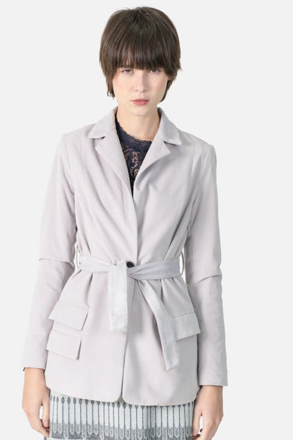 Blazer Cinza Veludo Cris Barros