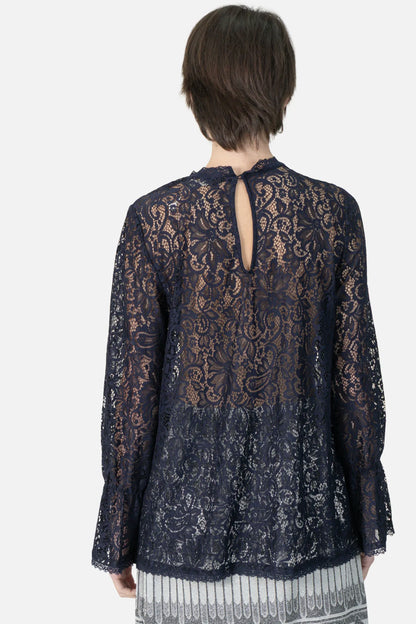 Blusa Marinho Renda Zara