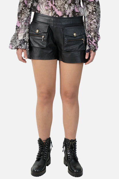 Short Preto Couro Eladio's Couro