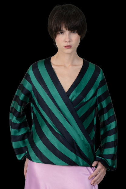 Blusa Listrada Seda Carolina Herrera