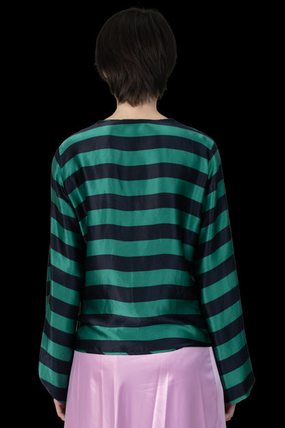 Blusa Listrada Seda Carolina Herrera