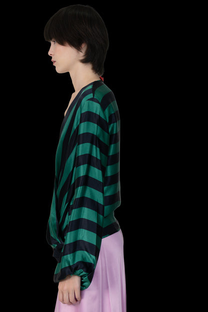 Blusa Listrada Seda Carolina Herrera