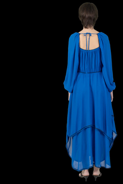 Vestido Azul Longo Cris Barros
