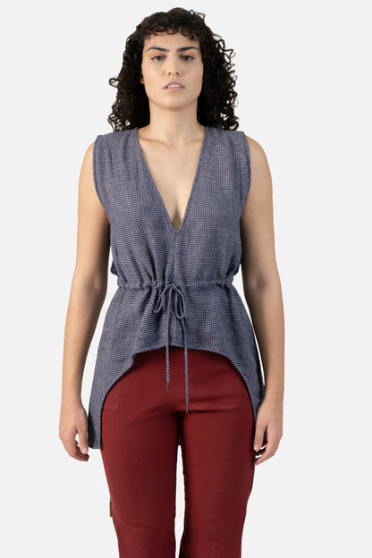 Blusa Azul Linho Paula Raia
