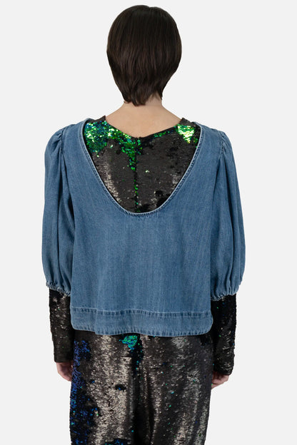 Blusa Jeans Detalhe Zara