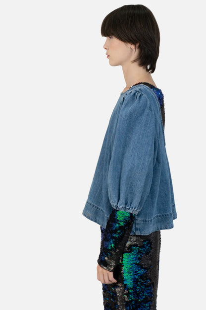 Blusa Jeans Detalhe Zara