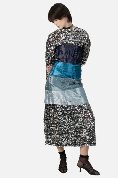 Vestido Tricolor Fita Glória Coelho