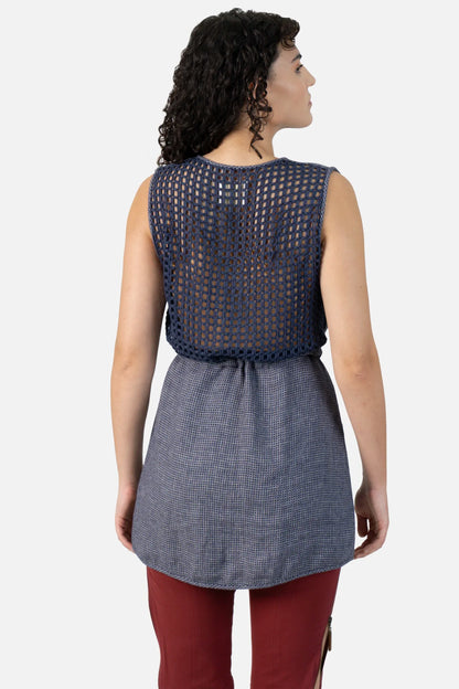 Blusa Azul Linho Paula Raia