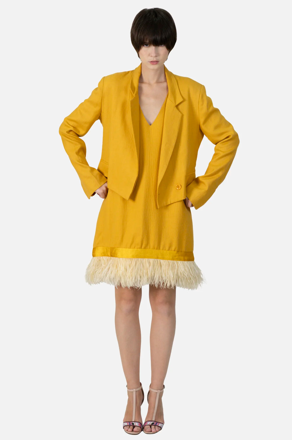 Vestido Amarelo Pluma