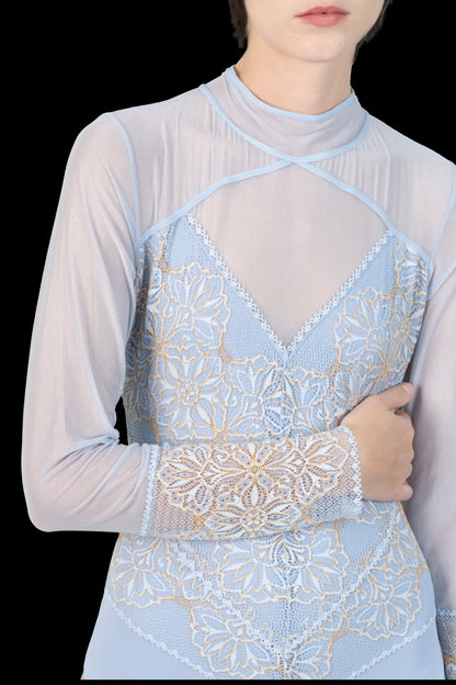 Body Azul Renda Garimpo Adda