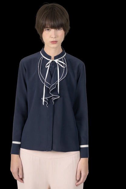Camisa Marinho Seda Carol Bassi