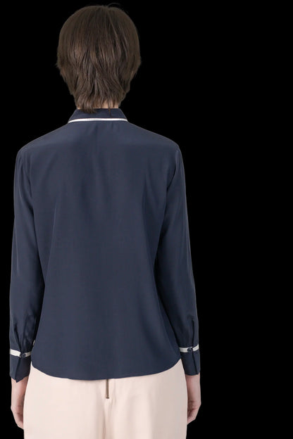 Camisa Marinho Seda Carol Bassi