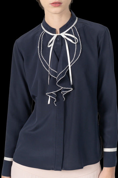 Camisa Marinho Seda Carol Bassi