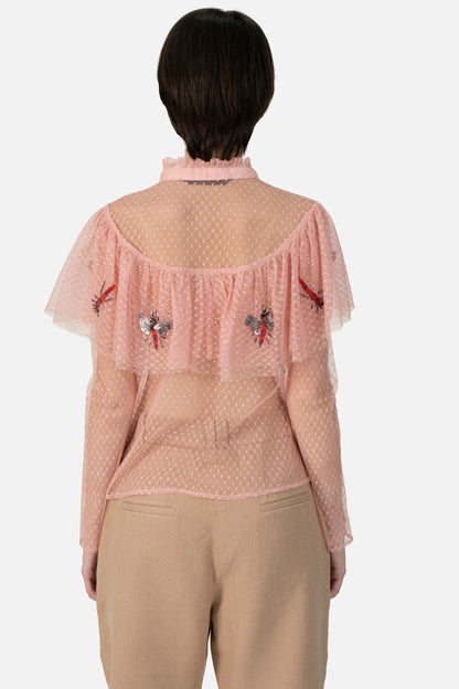 Camisa Rosé Bordada Zara