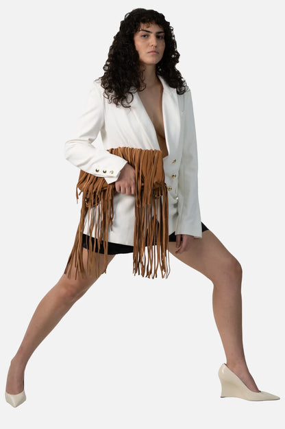 Blazer Branco Transpassado Mixed