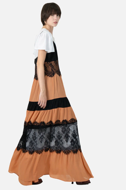 Vestido Bicolor Renda Garimpo Adda