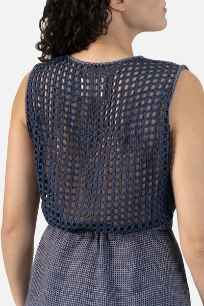 Blusa Azul Linho Paula Raia