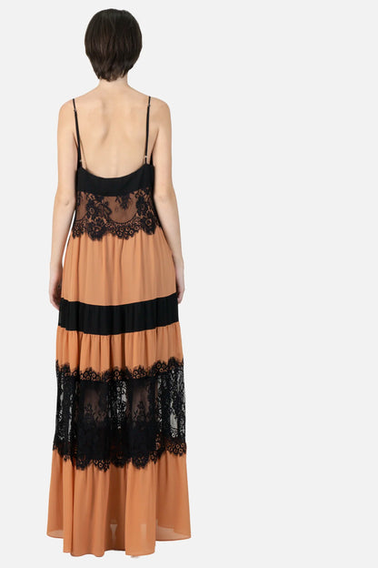 Vestido Bicolor Renda Garimpo Adda