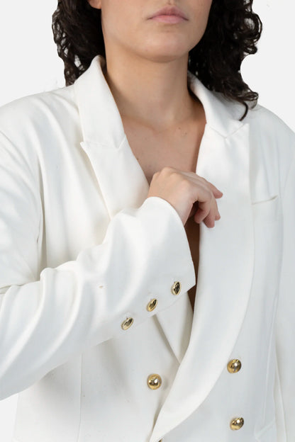 Blazer Branco Transpassado Mixed