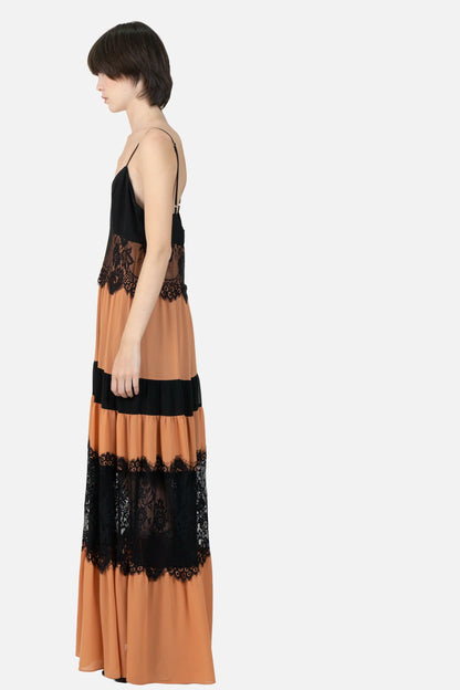 Vestido Bicolor Renda Garimpo Adda