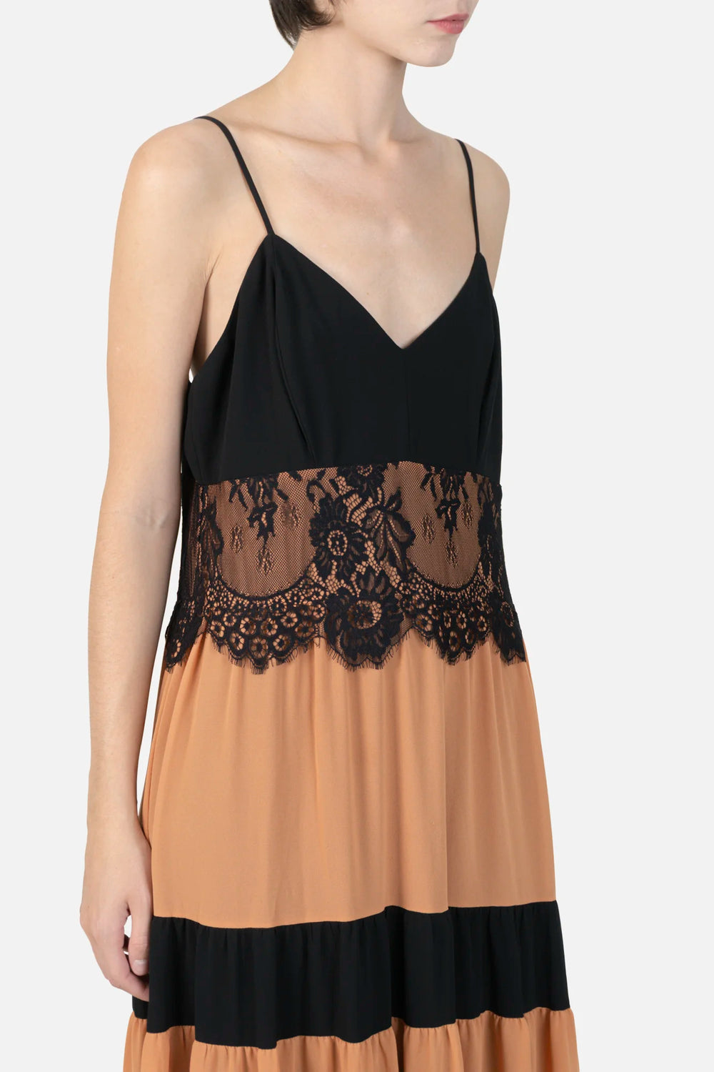 Vestido Bicolor Renda