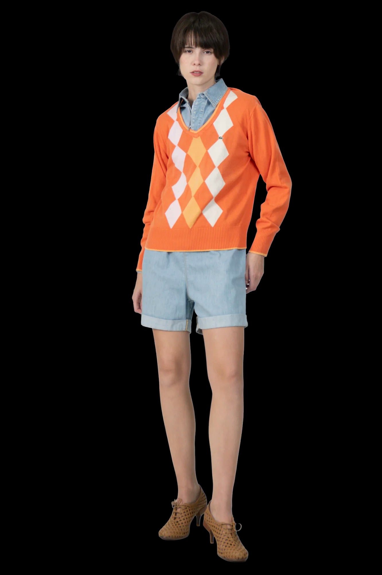 sueter laranja geometrico