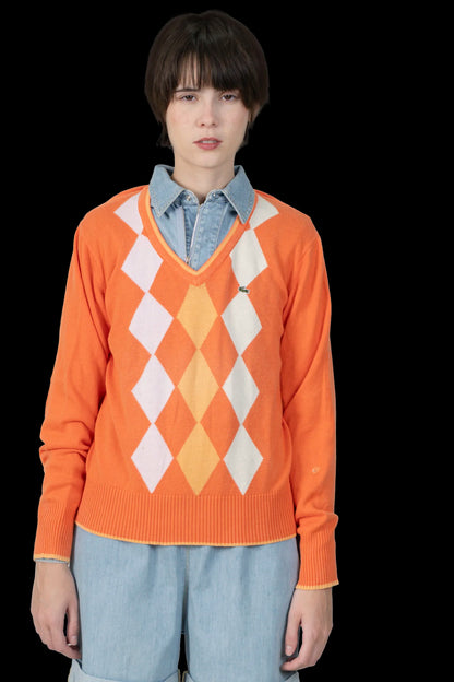 sueter laranja geometrico Lacoste