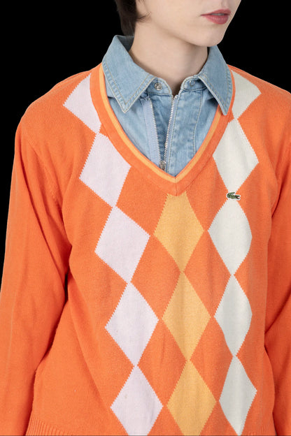 sueter laranja geometrico Lacoste