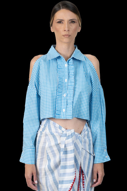 Cropped Azul Detalhe Reinaldo Lourenço