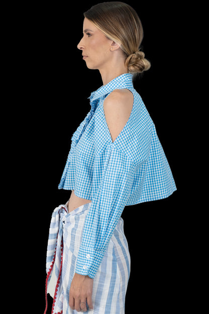 Cropped Azul Detalhe Reinaldo Lourenço