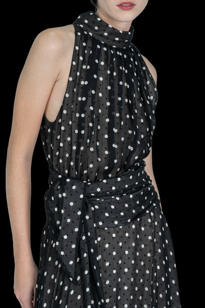 Vestido Poá Seda Carolina Herrera