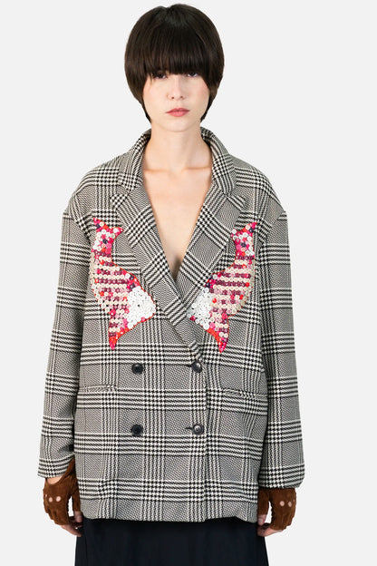 Blazer Bicolor Bordado Garimpo Adda