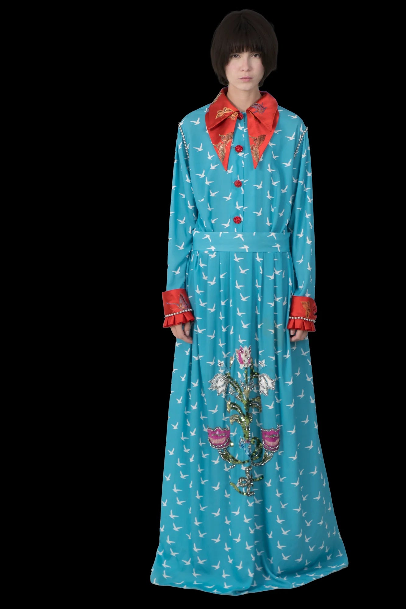 Vestido Azul Bordado